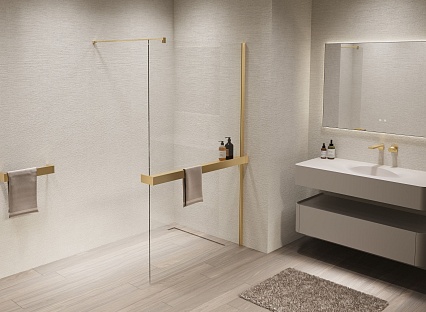 Душевая перегородка Vincea Walk-In VSW-1HR900CLG 90x200 матовое золото, прозрачное