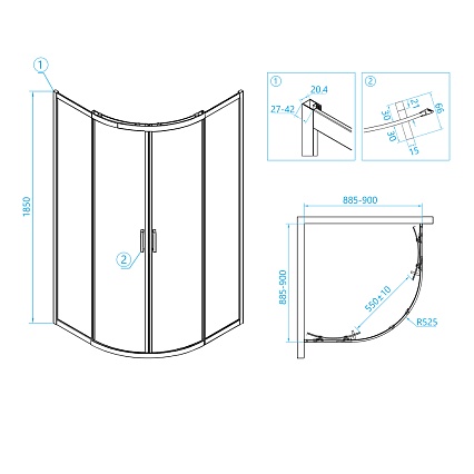 Душевой уголок RGW Classic CL-53B 90x90, прозрачное, черный