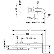 Смеситель для ванны Duravit C.1 C15230000010