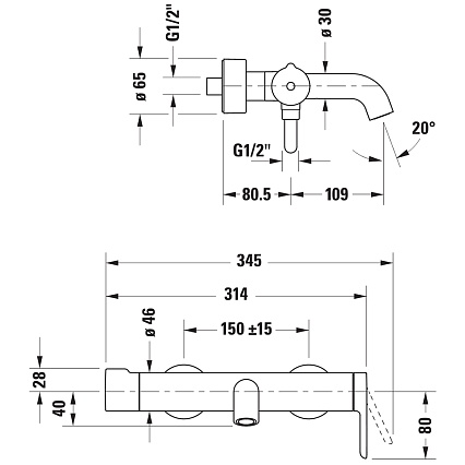 Смеситель для ванны Duravit C.1 C15230000010