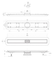 Душевой лоток Belbagno Luce BB-LD-LUCE-70-NERO 70 см, комб.затвор, решетка под плитку, черный матовый