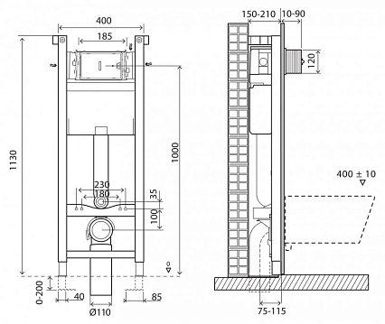 Инсталляция для унитаза BelBagno BB004-40 EXPERT