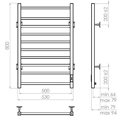 Полотенцесушитель электрический Vincea VTD-1LWE 50x80 матовый белый