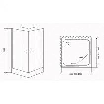 Душевой уголок Timo Viva Lux TL-1102R 100x100, прозрачное стекло с рисунком