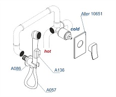 Смеситель для биде WasserKRAFT Aller A106157 со шлангом 120 см