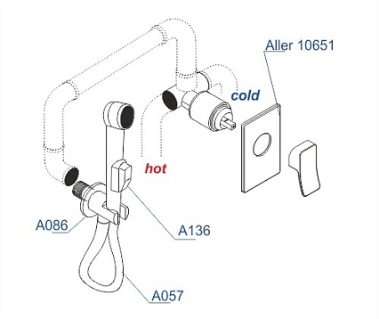 Смеситель для биде WasserKRAFT Aller A106157 со шлангом 120 см