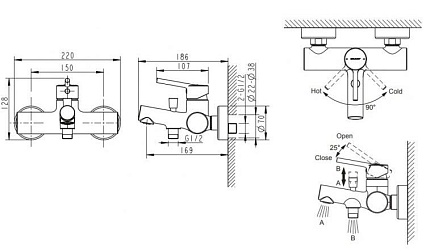 Смеситель для ванны Bravat Palace F6172217CP-01-RUS