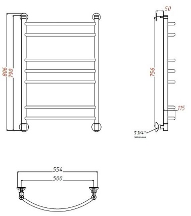 Полотенцесушитель электрический Aquanet Romeo(г2) 50x80 см