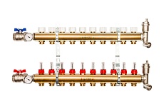 Распределительный коллектор из латуни с расходомерами 10 вых. STOUT SMB 0473 000010
