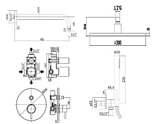 Душевой набор Paffoni Light KITLIG015HGKING душ 30 см, медовое золото