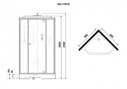 Душевая кабина Niagara Luxe 7702DM 100x100, мрамор