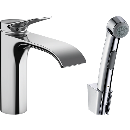 Смеситель для раковины Hansgrohe Vivenis 75210000, гигиенический душ, донный клапан, хром