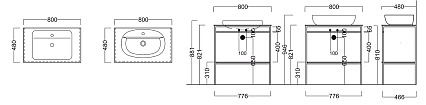 Тумба с раковиной Kerama Marazzi Plaza Next 80 см напольная, черный матовый