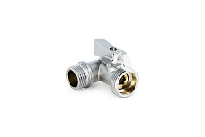 Шаровой кран Uni-Fitt ННВ 1/2" x 3/4" х 1/2", проходной, для стиральных машин, флажок, хром 182C2320
