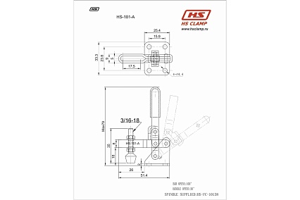 Зажим с вертикальной рукоятью HS CLAMP HS-101-A