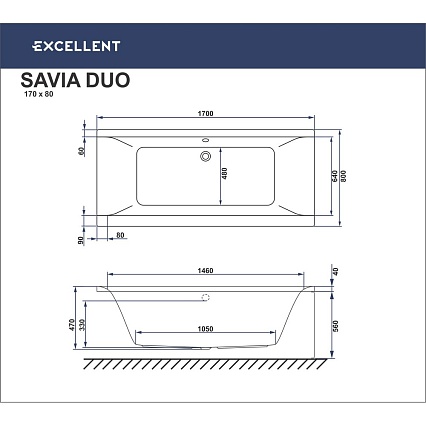 Акриловая ванна Excellent Savia Duo 170x80