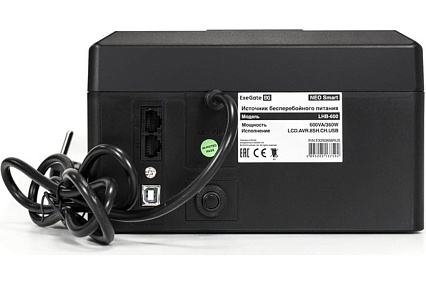 Источник бесперебойного питания Exegate NEO Smart LHB-600.LCD.AVR.8SH.CH.RJ.USB 600VA 360W, LCD, AVR, 8*Schuko, RJ45 11, USB, 4*USB-порта для зарядки, Black 293856