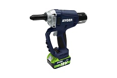 Заклёпочник аккумуляторный AYGER с одним аккумулятором 4Ah AP100