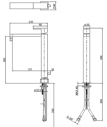 Смеситель для раковины Cezares UNIKA-LC-03/24-W0 золото