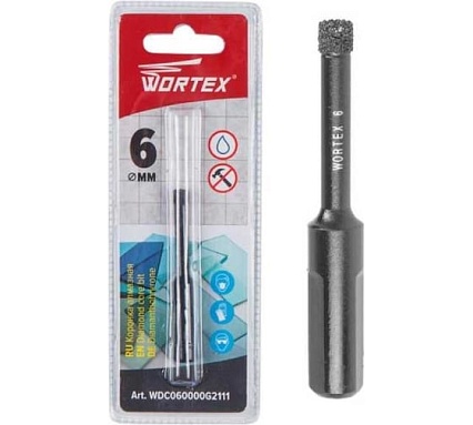 Коронка алмазная 6 мм, керамогранит Wortex WDC060000G2111