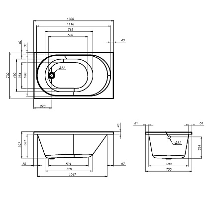 Акриловая ванна Am.Pm X-Joy W94A-120-070W-A 120x70 см