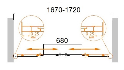 Душевая дверь Cezares MOLVENO-BF-2-170-C-Cr-IV 170x190 прозрачная, 2 двери