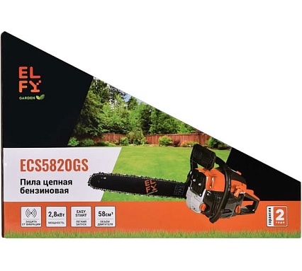 Пила бензиновая ELFY 58 см2, 2,8 кВт, шина 20", бак 0,55 л ECS5820GS