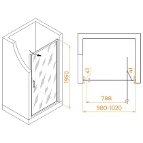 Душевая дверь RGW Stilvoll SV-05Gr 100x195 Ribbed, серый 70320510-1510