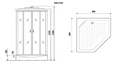 Душевая кабина Niagara Premium NG- 6001-01D 90x90 низкий поддон 16 см