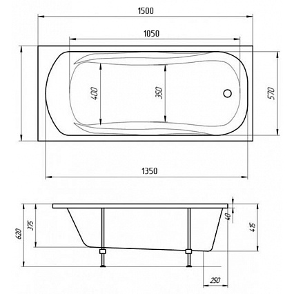 Акриловая ванна 1MarKa Elegance 150x70