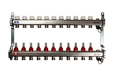 Коллектор из нержавеющей стали с расходомерами, с клапаном вып. воздуха и сливом 11 вых. STOUT SMS-0927-000011