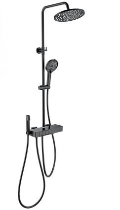 Душевая стойка Wonzon&Woghand Muse Forte WW-B3580-MB термостат, черный матовый