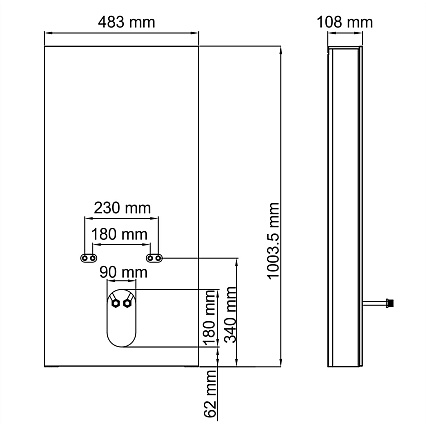 Стеклянный модуль для инсталляции для биде WasserKRAFT Naab 86BDT.050.WH белый