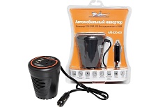 Инвертор в подстаканник с тремя выходами USB Airline API-120-00 (12В-220В, 120 Вт)