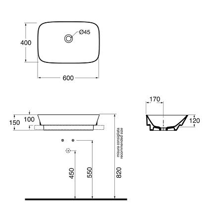 Раковина Azzurra Prua PRLN06040000BI/(PRU60/IN bi)*0 60 см белый