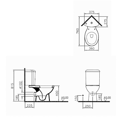 Унитаз VitrA Arkitekt 9754B003-7200 угловой