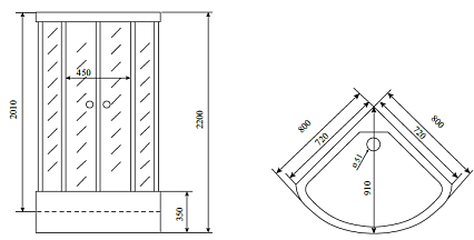 Душевая кабина Timo Standart T-6680SF Silver Fabric 80x80, без г/м, матовые стекла, хром