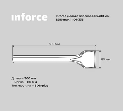 Долото плоское (80х300 мм; SDS max) Inforce 11-01-333