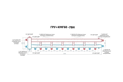 Распределительный коллектор с гидравлическим разделителем Essan гру+кмг 60-7вн с 3-мя кронштейнами EKRG-000607VN