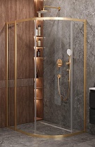 Душевой уголок Cezares MOLVENO-RH-1-120/90-C-BORO-IV 120x90 прозрачный, брашированное золото