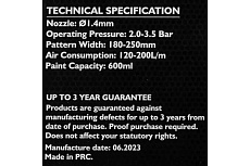 Краскораспылитель с верхним пластиковым бачком JCB 600мл JCB-H-887P-14V(59974)