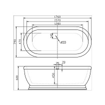 Акриловая ванна BelBagno BB03 176x79 см