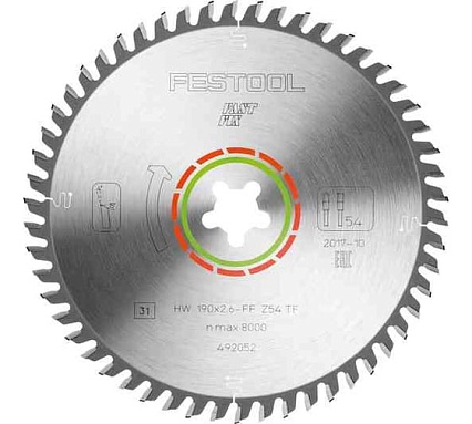 Диск пильный специальный по ламинату HW 190x2,6 мм, 54 зуба Festool 492052