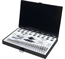 Набор метчиков и плашек метрический JBC 58 предметов (М3x0.5/0.6, М3.5x0.6, М4x0.7/0.75, М5x0.8/0.9, М6x0.75/1, М7x0.75/1,М8x1/1.25, М10x1.25/1.5, М12x1.25/1.75) -M058-1(64890) JBC-M058-1(64890)