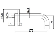 Излив для ванны Paffoni Light ZBOC139HG 175 мм, золото медовое