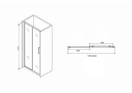 Душевая дверь Abber Schwarzer Diamant 180x195 AG30180BH профиль черный