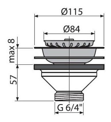 Донный клапан Alcaplast A37 с нержавеющей решеткой DN115