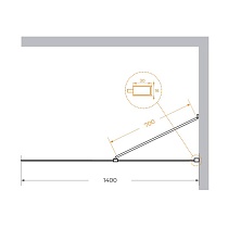 Душевая перегородка Cezares LIBERTA-L-1-TB-140-C-Cr 140x195 прозрачная, профиль хром