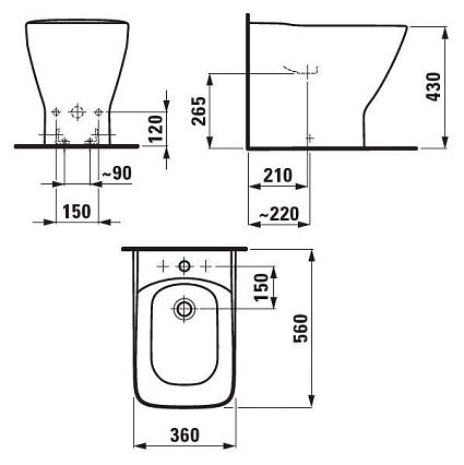 Напольное биде Laufen Palace 8.3270.1.000.302.1