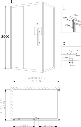 Душевой уголок Grossman Pragma PR-120RGQL 120x80 прямоугольный, розовое золото, L